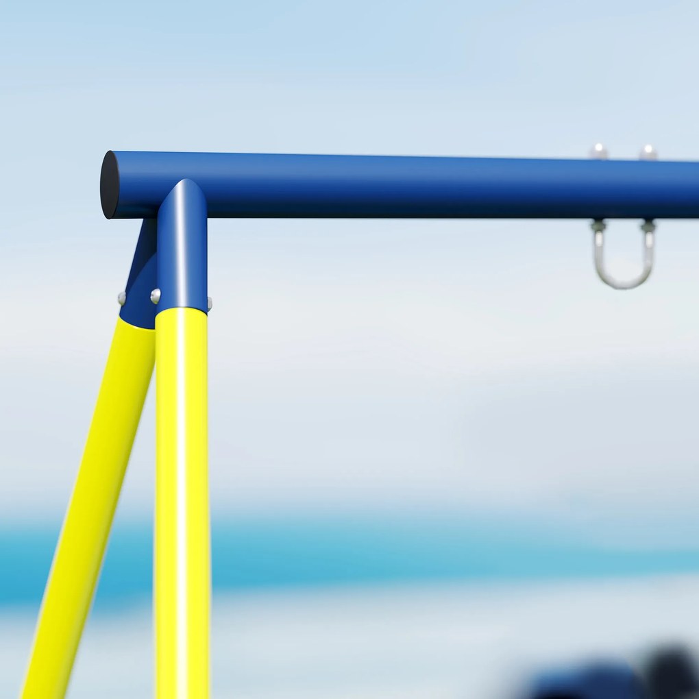 AIYAPLAY Metalowa huśtawka do 150 kg, huśtawka dla dzieci z ramą w kształcie litery A, 260 x 160 x 178 cm, niebieska | Aosom PL