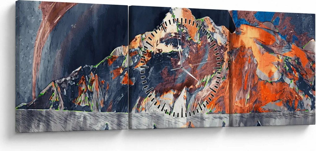 Obraz - Ilustracja domów publicznych (z zegarem) (90x30 cm)