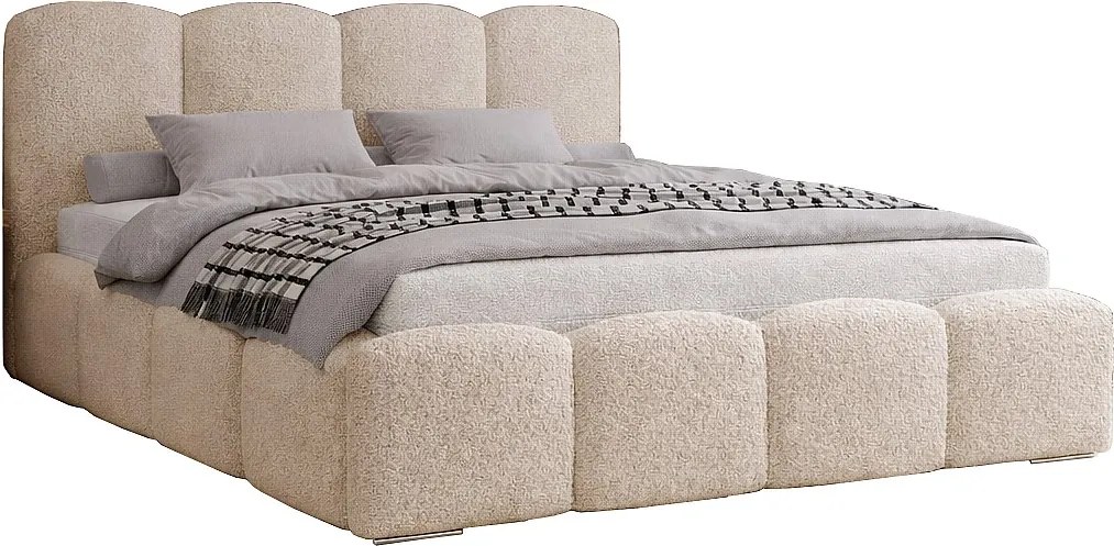 Łóżko sypialniane 200x200 cm Zenna - pojemnik, stelaż, boucle - beżowy (Lambi 6)