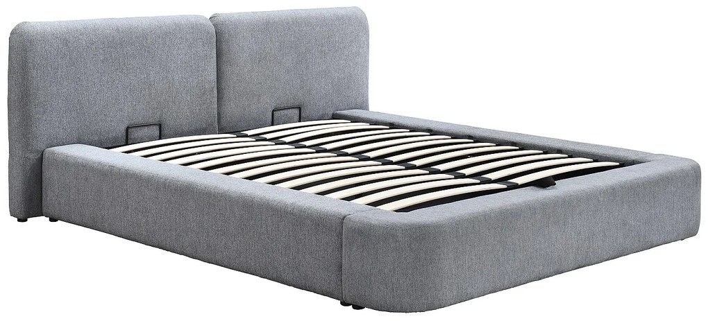 Łóżko ze skrzynią 160 x 200 cm - Tkanina - Szary - JUDALO od Maison Céphy