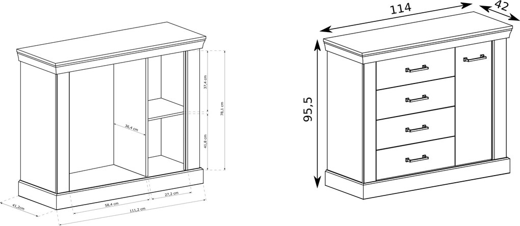 Komoda DESIO 114 cm do Salonu Sypialni Brązowy