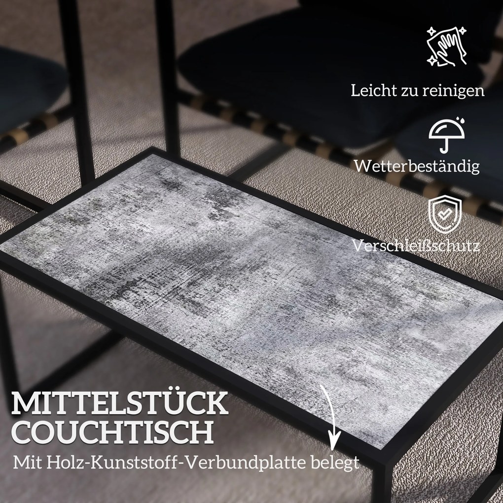 Outsunny 4-częściowy zestaw mebli ogrodowych, Zestaw mebli na zewnątrz, 2 fotele, sofa dla 2 osób, stolik, wyściełane, stal, poliester, szary