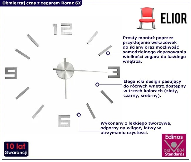 Nowoczesny zegar ścienny 100cm - Roraz 6X