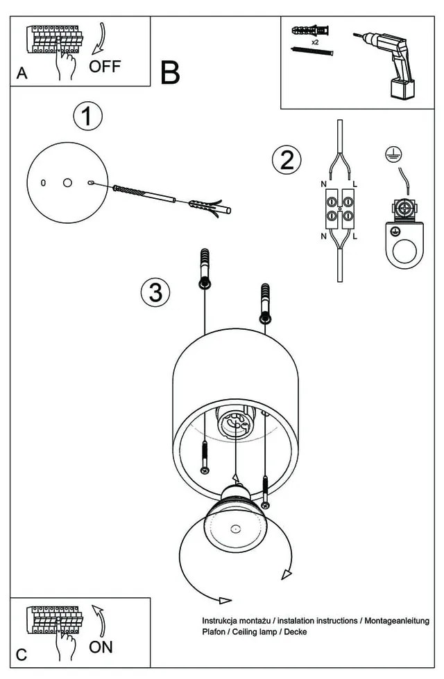 Biała lampa sufitowa Nice Lamps Roda
