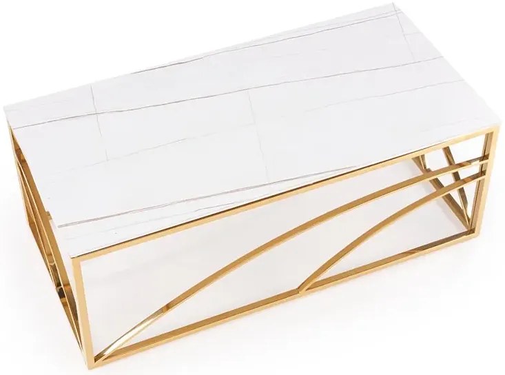 Złota ława glamour z blatem bialy marmur S5-D63