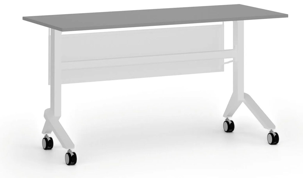 Mobilny stół PRIMO MOVE, 140x60 cm, biała podstawa, grafit