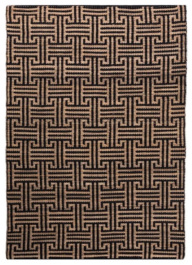 Czarno-naturalny dywan z mieszanki juty tkany ręcznie 120x170 cm Meander Jute – Flair Rugs