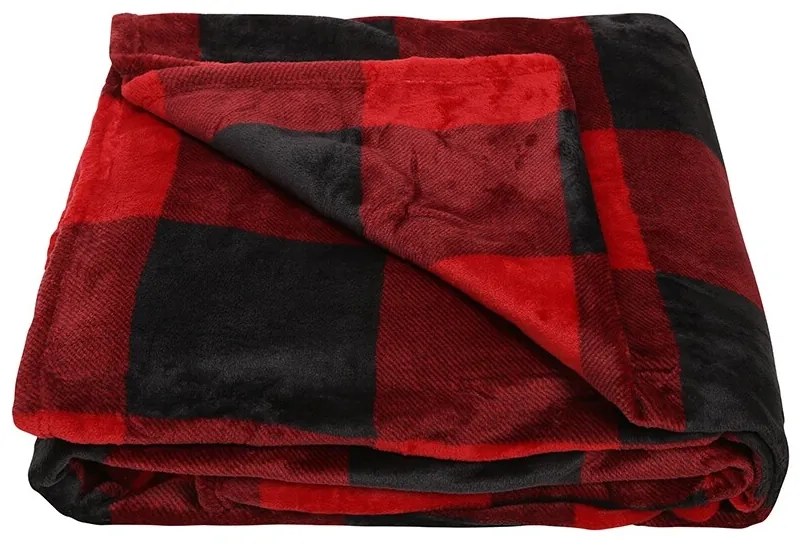 Koc rodzinny Karo czerwono-czarny, 200 x 300 cm