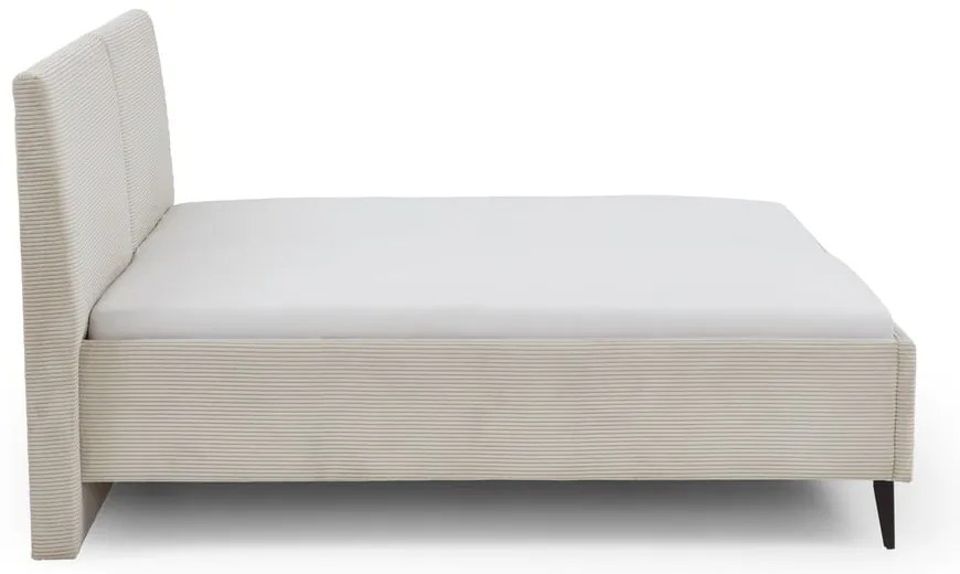 Beżowe tapicerowane łóżko dwuosobowe ze schowkiem ze stelażem 180x200 cm Lando – Meise Möbel