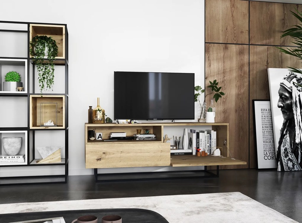 Szafka RTV na płozach Enjoy z półką i szufladą dąb artisan