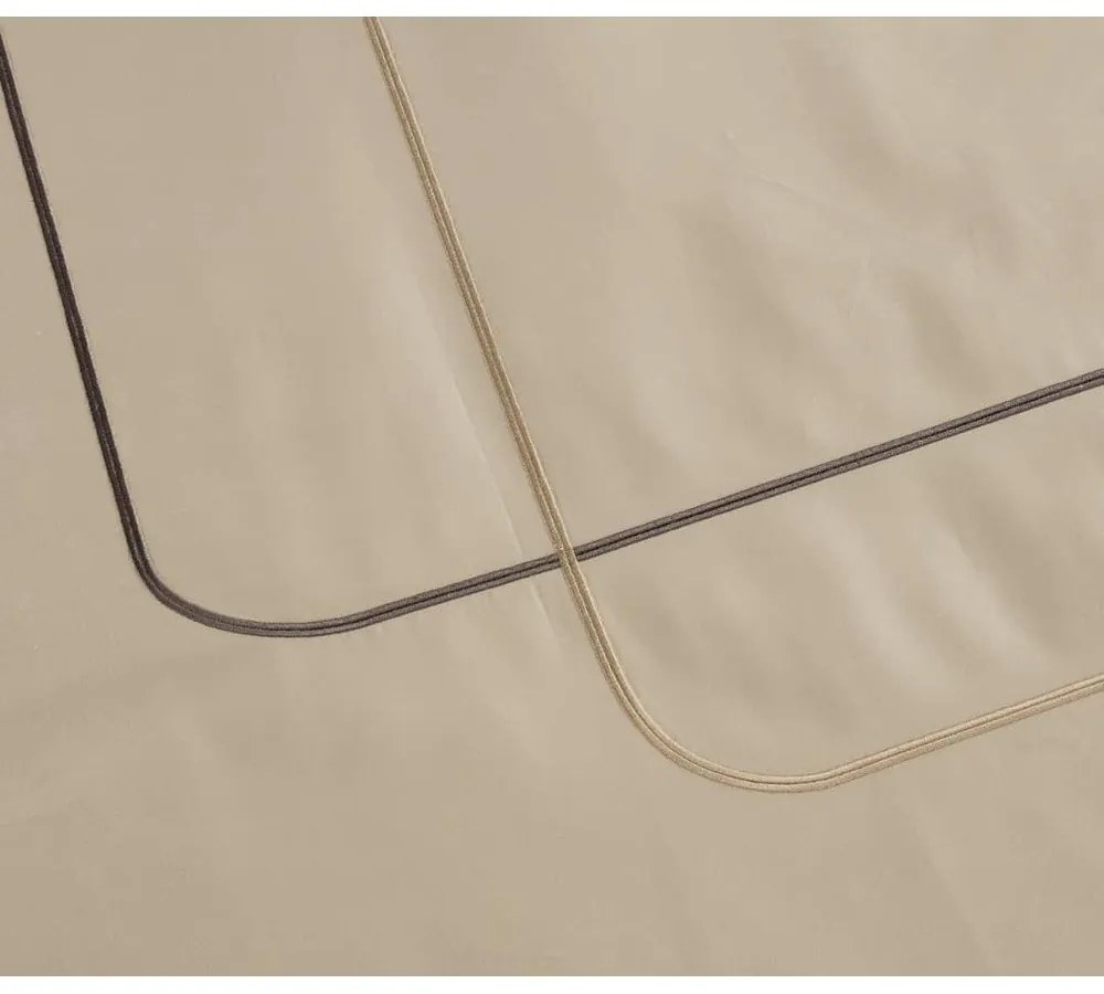Beżowa pościel jednoosobowa z bawełny renforcé z prześcieradłem/6-częściowa 140x200 cm Calm of Lines – Mila Home Luxury