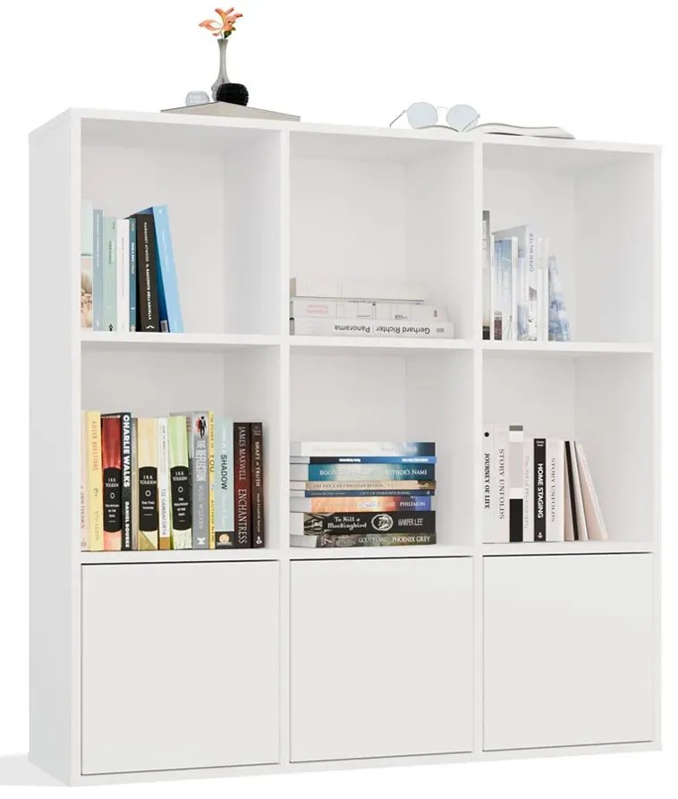 Biały regał na ubrania z zamykanymi szafkami G3-R24