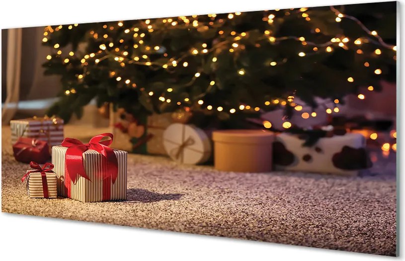 Szklany Panel Bożonarodzeniowe Prezenty pod Choinką