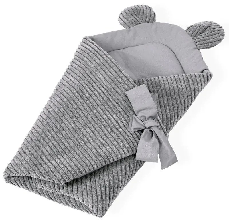 Szary rożek niemowlęcy sztruksowy 35x65 cm – Meowbaby