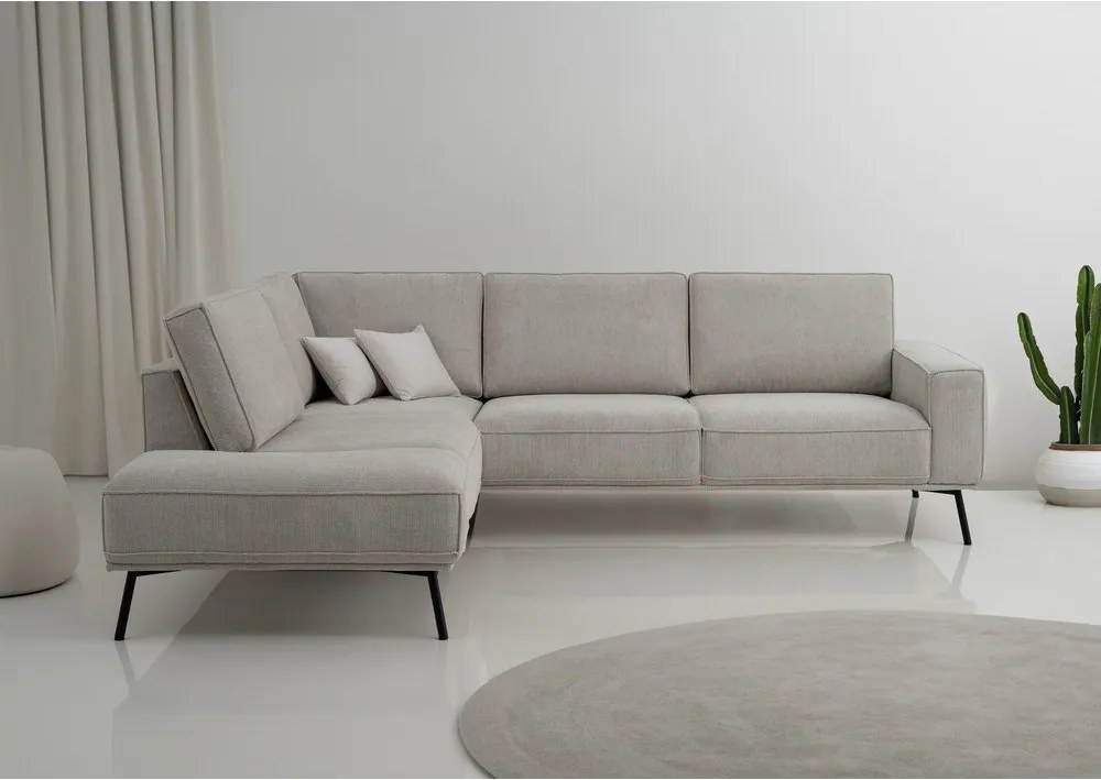 Szarobeżowy narożnik z tkaniny szenilowej (lewostronny/w kształcie litery L) Amsterdam – Scandic