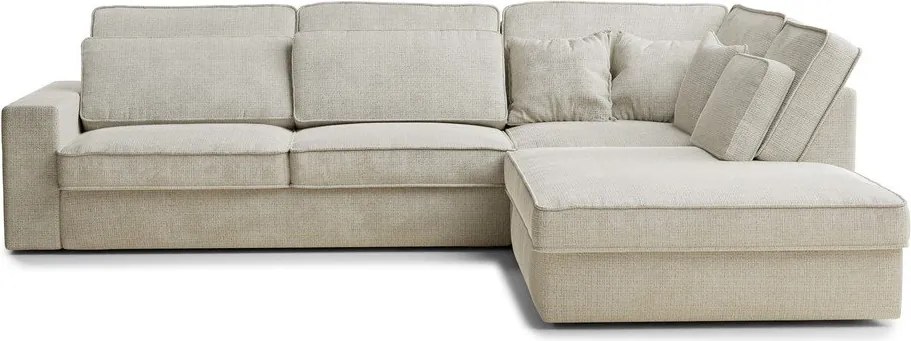 Szarobeżowy narożnik z tkaniny szenilowej (prawostronny/w kształcie litery L) Kirou – Maison de Rêve