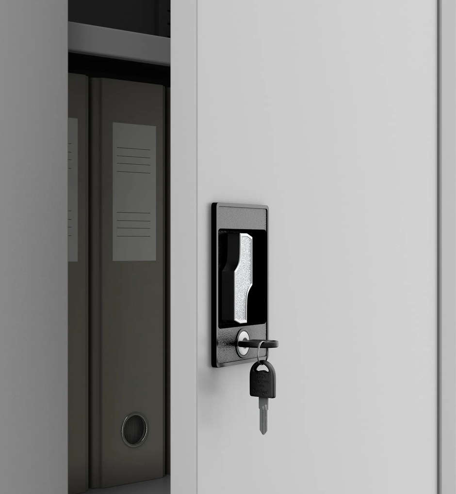 Szafa na akta kartotekowa na klucz szara ALEX D600 450 x 1850 x 600 mm