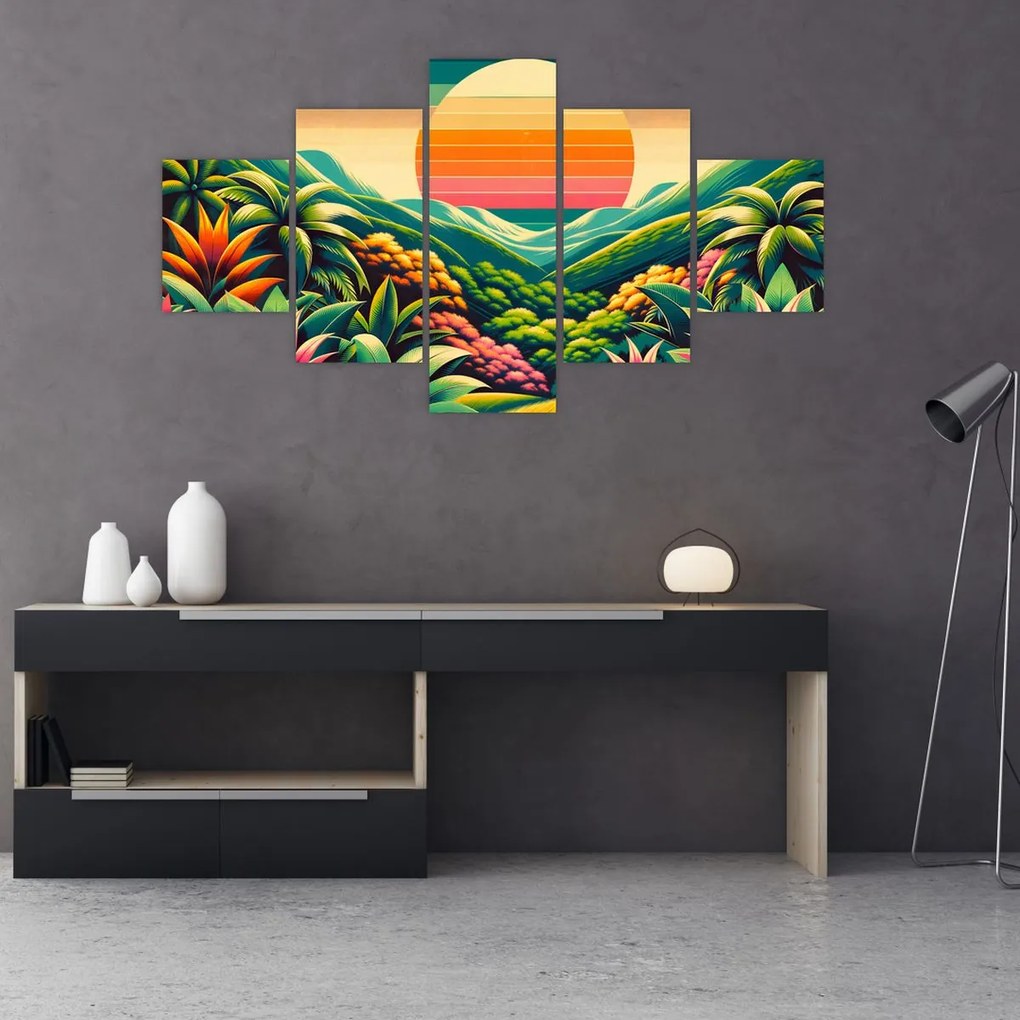 Obraz - Kolorowy zachód słońca (125x70 cm)