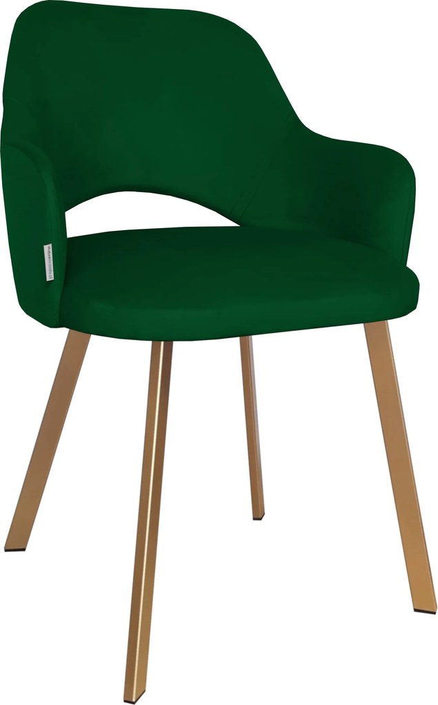 Krzesło Milano tkanina Welur noga metalowa : Kolor nogi - Złota profil, Kolor tkaniny - VELVET - MG25, Typ siedziska - Siedzisko stałe