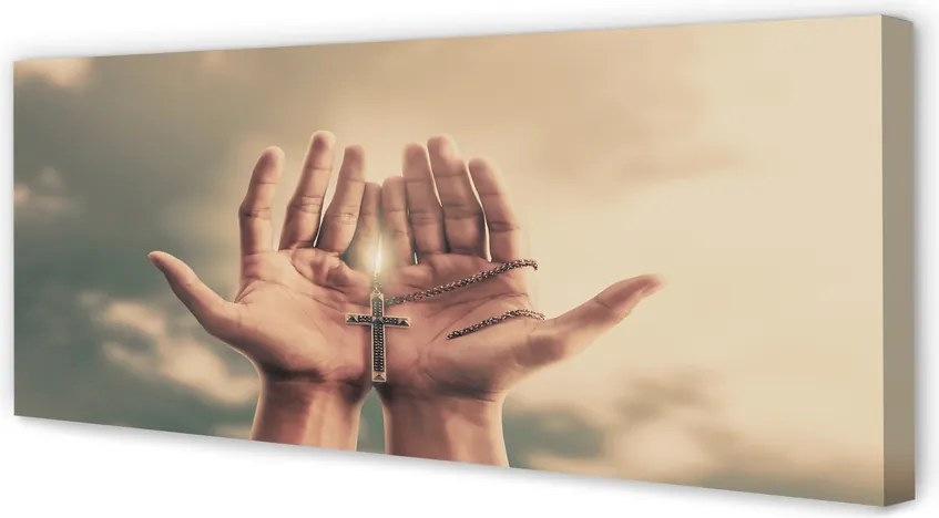 Duży obraz na płótnie Ręce Wzniesione ku Niebu i Krzyżowi