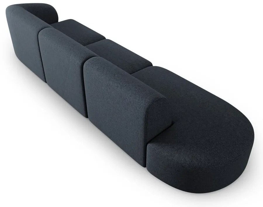 Niebieska sofa z tkaniny szenilowej prawostronna 311 cm Paolo – Milo Casa