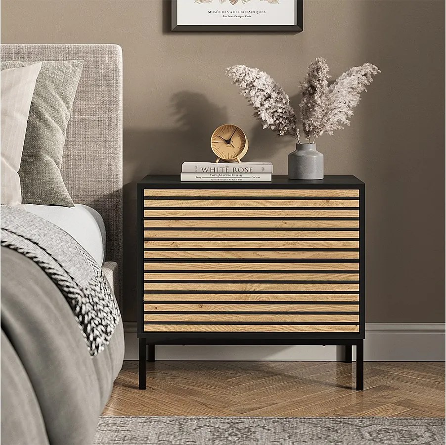 Stolik nocny złoty dąb power/antracyt 66x36x60 eliza