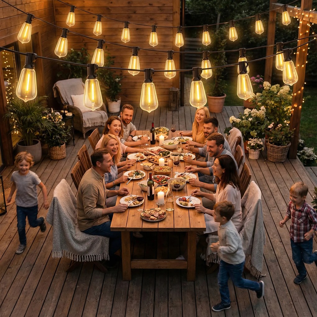 HOMCOM 50 LED Łańcuch Świetlny, 18 m Łańcuch do Połączenia, IP44 Wodoodporny, Dekoracja Wewnętrzna i Zewnętrzna | Aosom PL