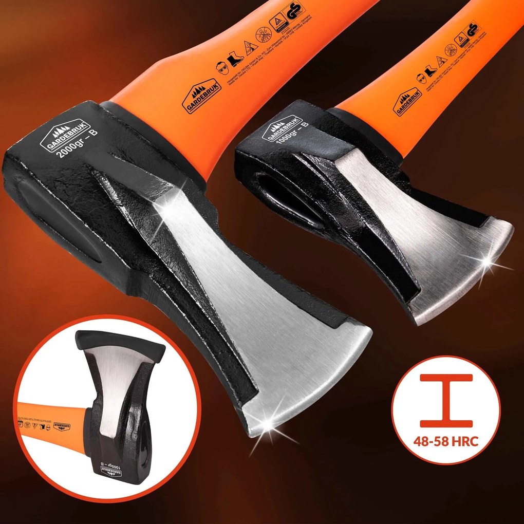 Zestaw siekier TOMS, siekiera i rozłupywacz, 2 sztuki, czarna/pomarańczowa Gardebruk