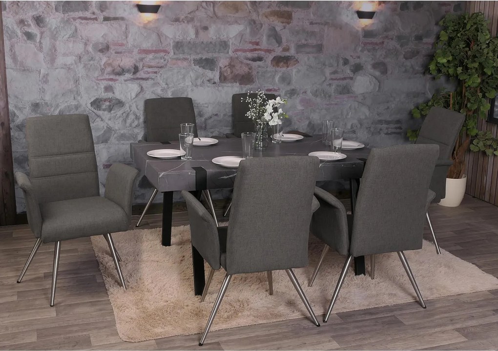 Krzesło do jadalni MCW-G55 (zestaw 6 sztuk),  szaro-brązowy