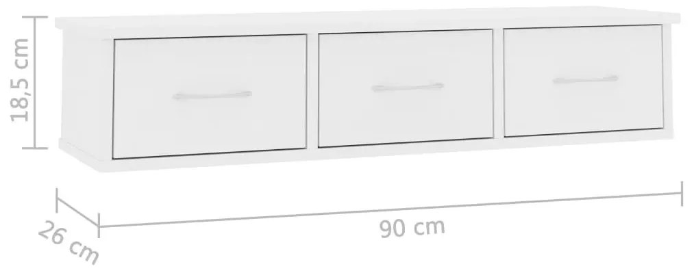 Półka ścienna z szufladami Malino 3X - biała