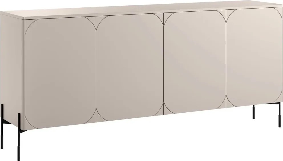 Komoda Sonatia 200 cm czterodrzwiowa - kaszmir / nogi czarne