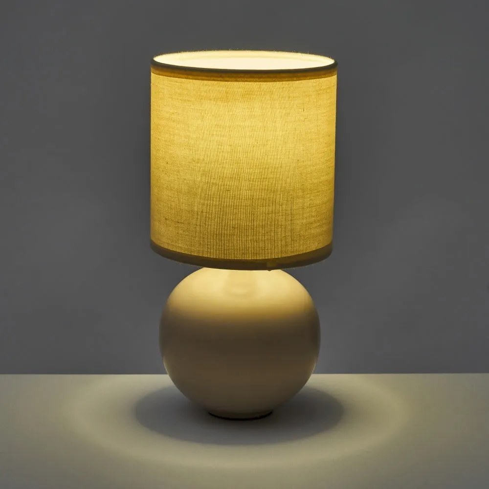 Beżowa ceramiczna lampa stołowa z tekstylnym kloszem (wys. 24,5 cm) – Casa Selección
