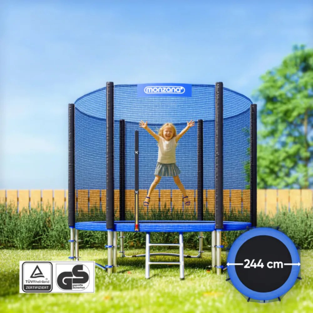 Monzana Trampolina z siatką bezpieczeństwa JUMP, Ø244cm, czarna/niebieska