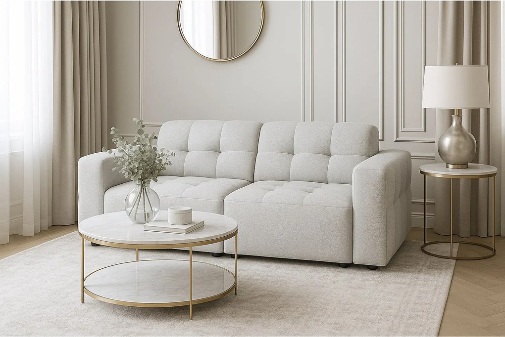 Sofa Bergamo 2-osobowa, tkanina Raven 6 jasnoszara – 204×102×70 cm