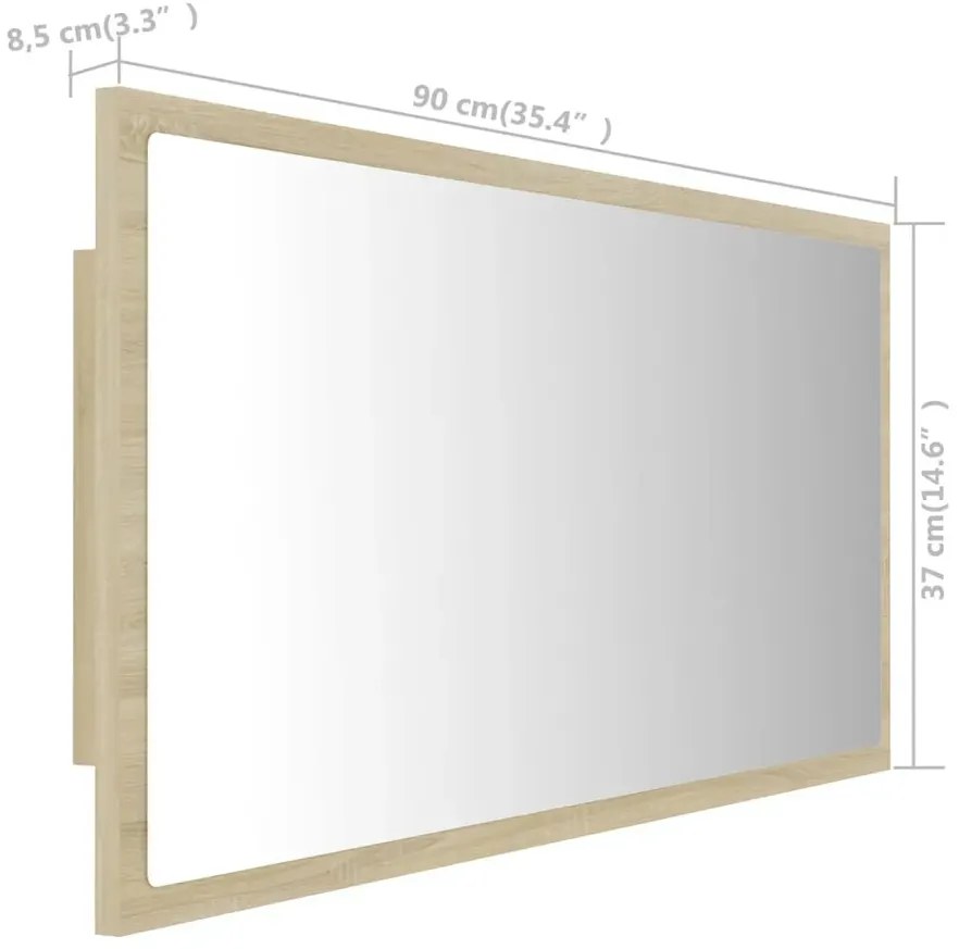 Nowoczesne lustro z podświetleniem LED dąb sonoma E0-Z23