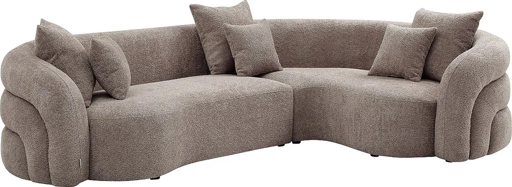 Kanapa narożna prawostronna z tkaniny z bukli w kolorze taupe LAPIOTAod Maison Céphy