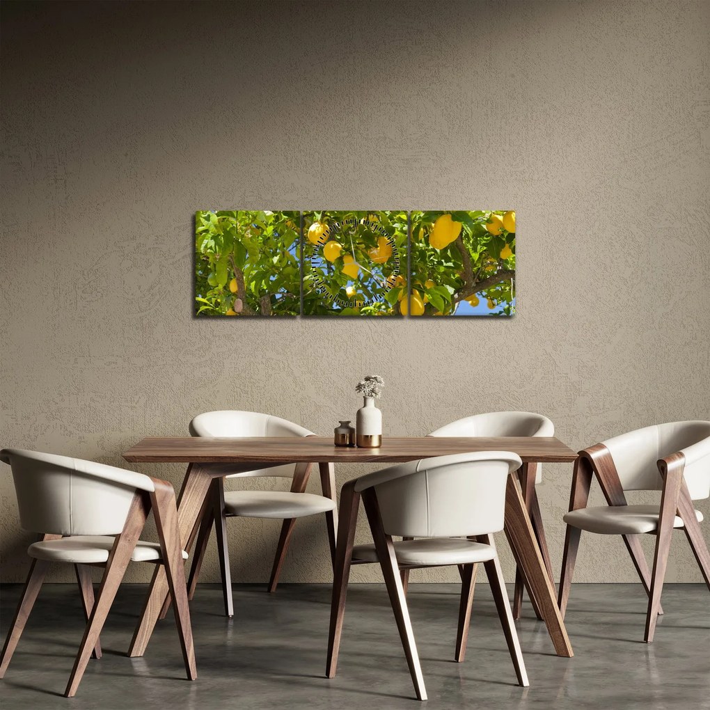 Obraz - Drzewo cytrynowe (z zegarem) (90x30 cm)