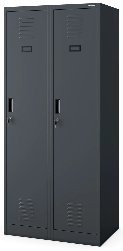 Szafka ubraniowa pracownicza czterokomorowa antracytowa, 800x1800x500 mm: KACPER