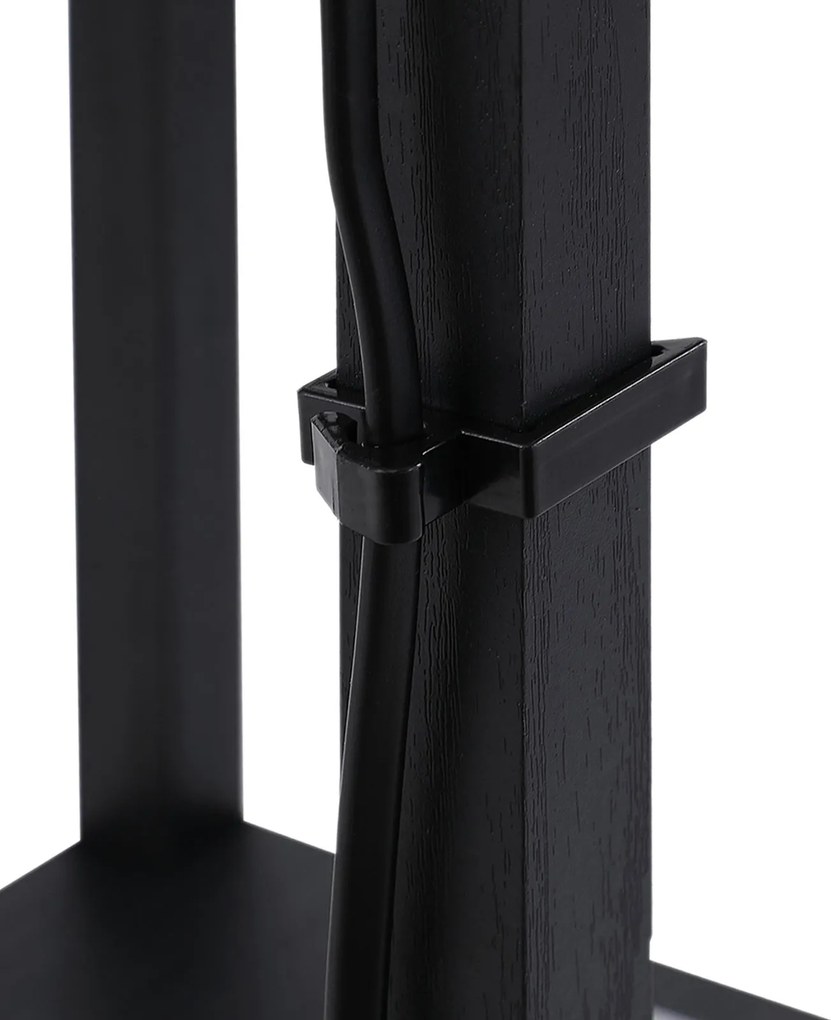 HOMCOM Lampa Stojąca z Półkami Oświetlenie Wewnętrzne E27 Drewno Czarne 26x26x160cm | Aosom PL