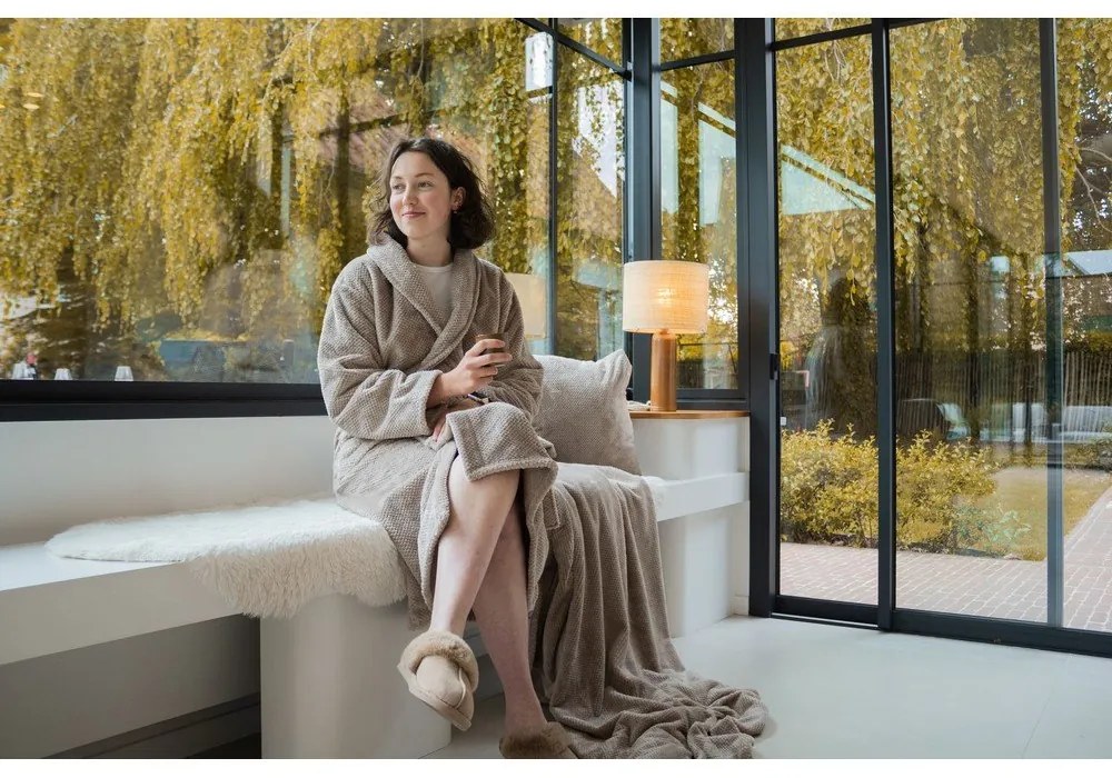 Szarobrązowy szlafrok z mikropluszu w rozmiarze S/M Pippa – Tiseco Home Studio