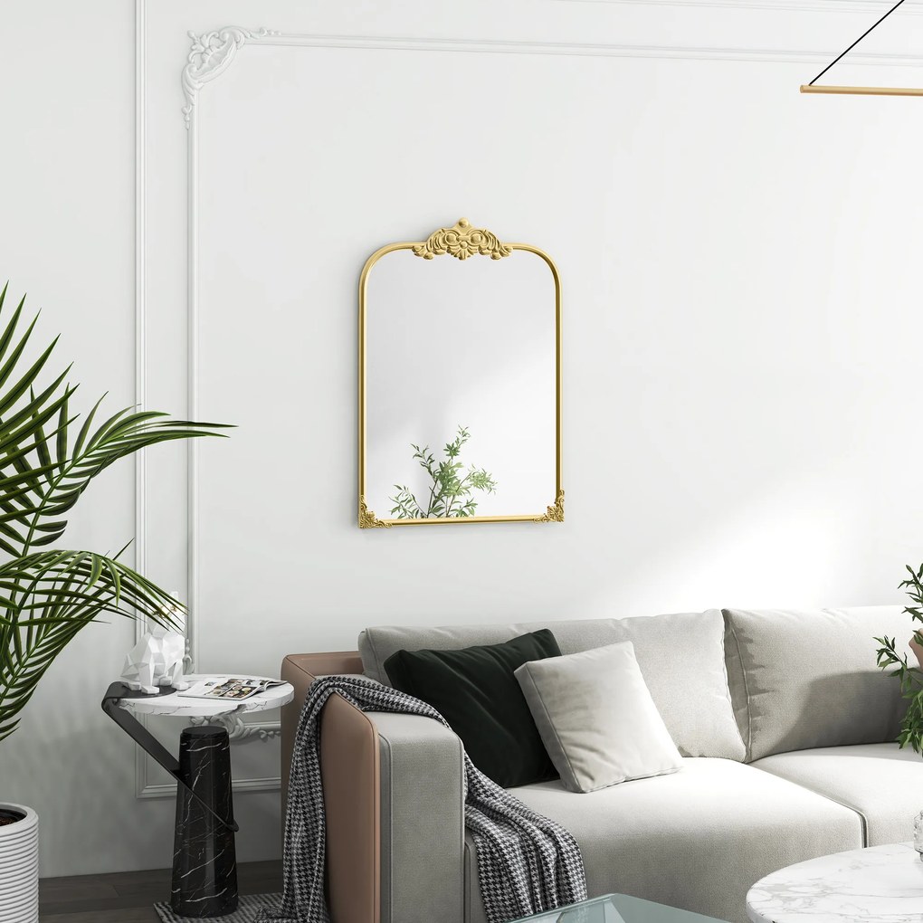 HOMCOM Stylowe Lustro Ścienne, 60x3x87cm, Złoty Kolor