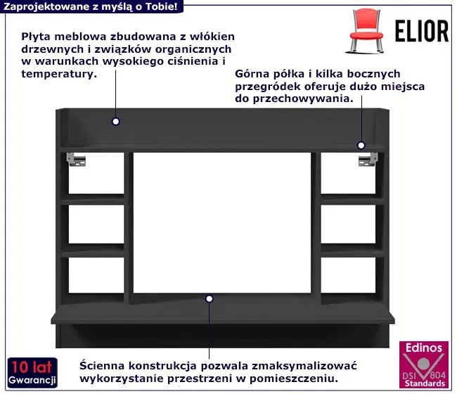 Czarne minimalistyczne biurko ścienne - Emit