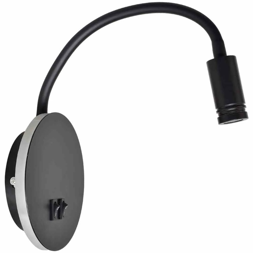 Lampka nocna, czarna BASE 8W+2W BLACK na kole