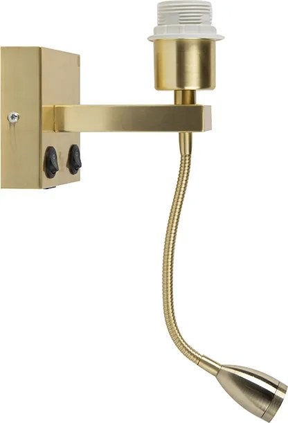 Kinkiet art déco złoty z portem USB i ruchomym ramieniem - Brescia Combi