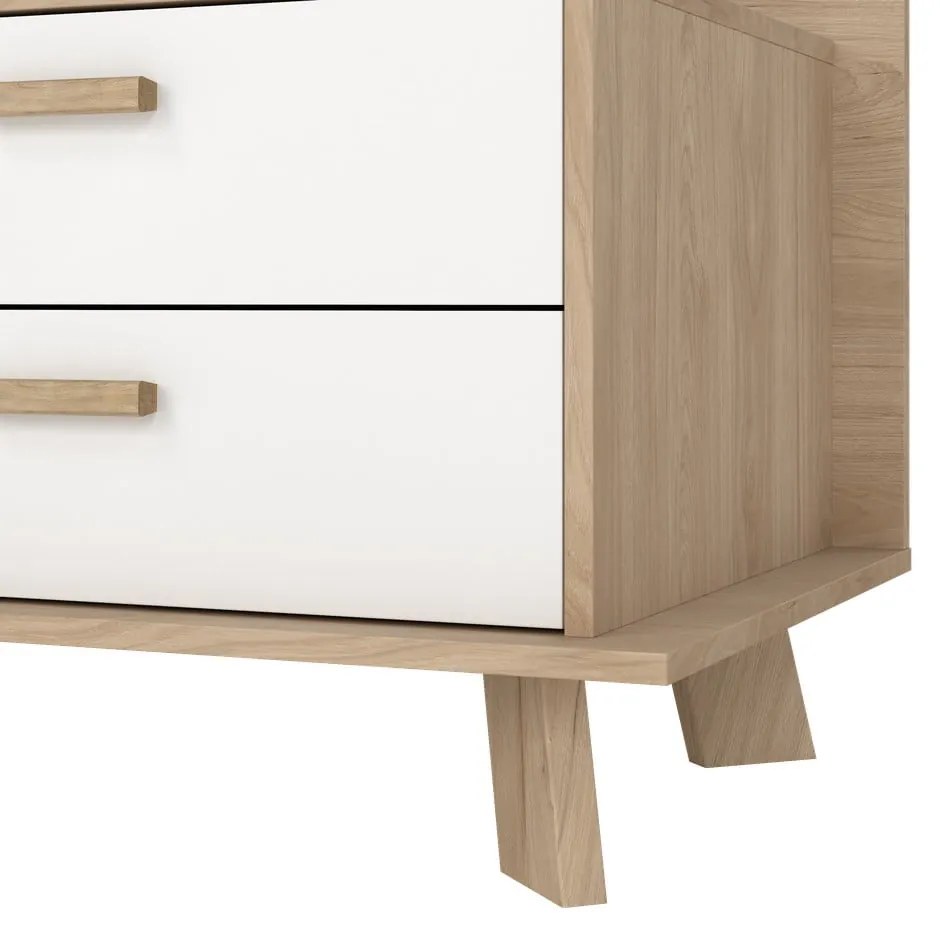 Biało-naturalna szafka pod TV w dekorze dębu 182x62x51 cm Ikast – Tvilum