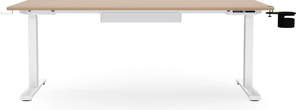 Biurko elektryczne z regulacją wysokości ergonomiczne białe/dąb sonoma,1600x800 mm: ARIA
