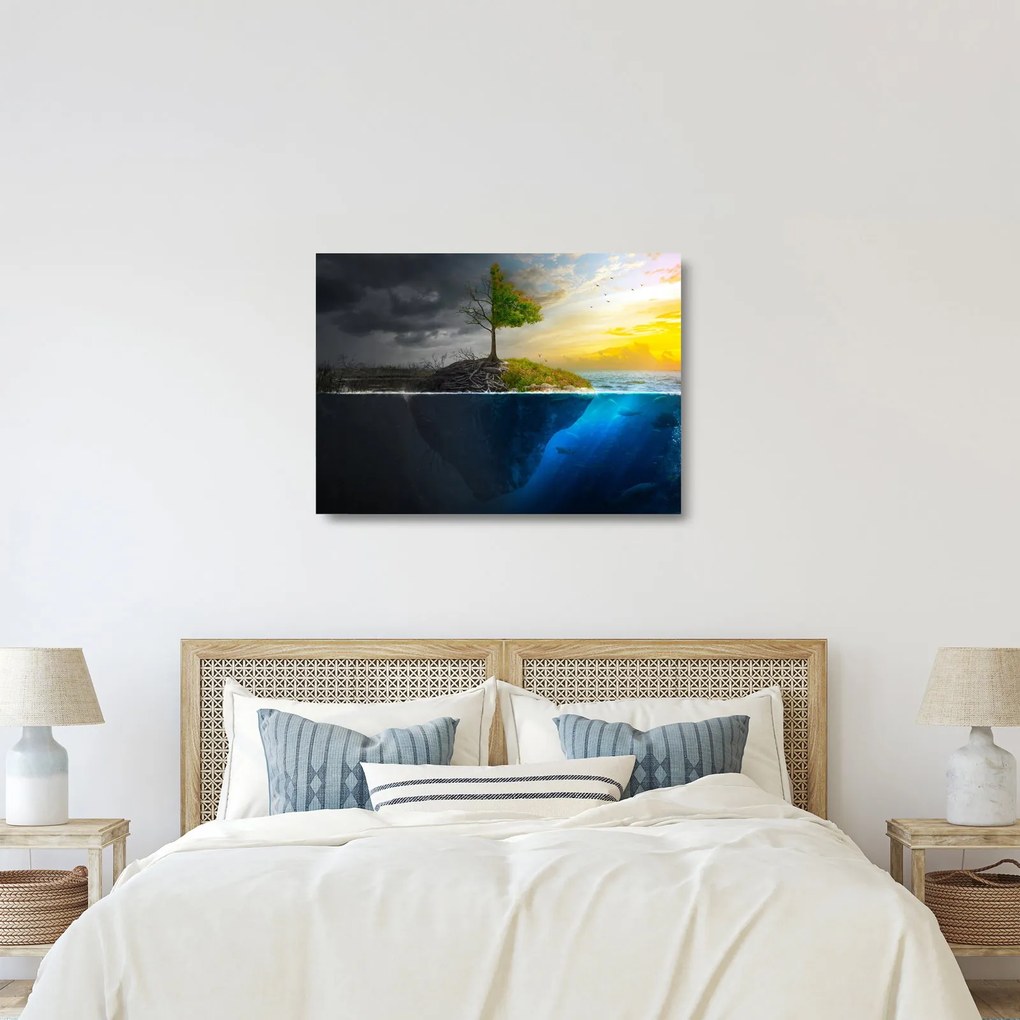 Obraz na szkle - przedstawienie dwóch stron (70x50 cm)