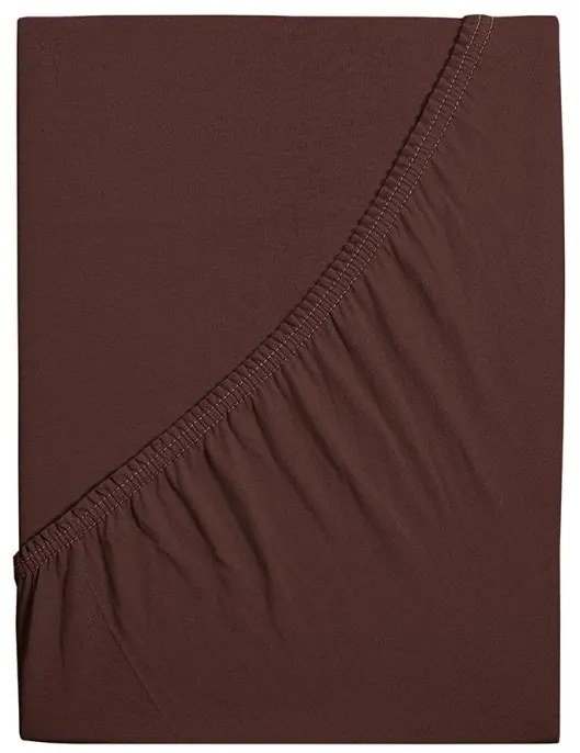 PrzytulneMieszkanie.pl Prześcieradło jersey z mako bawełny LUXORA 90x200 cm ciemnobrązowe