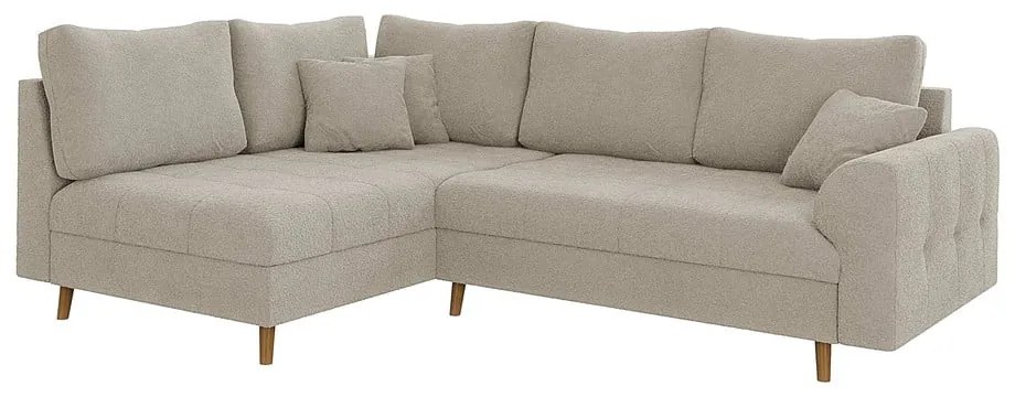 Beżowy narożnik z materiału bouclé (lewostronny/w kształcie litery L) Ariella – Ropez