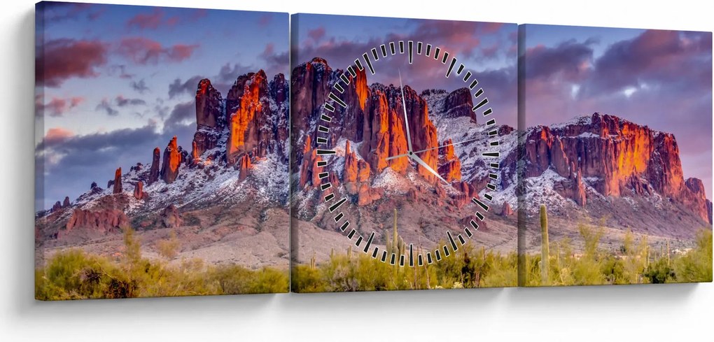 Obraz - Góry w Arizonie (z zegarem) (90x30 cm)